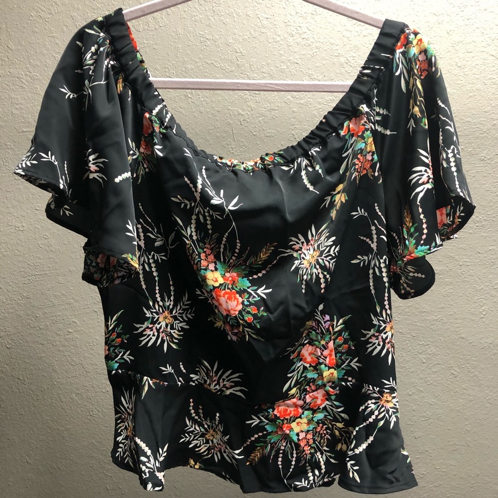 Nanette Lepore OffShoulder Flutter Printed Blouse